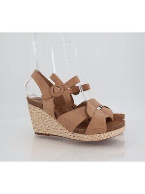 Sofft Womens Clarissa Wedge Ankle Strap Sandals Size 10 M Brown Leather